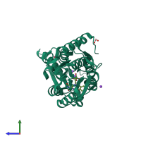 PDB entry 4iil coloured by chain, side view.