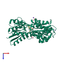 PDB entry 4iil coloured by chain, top view.
