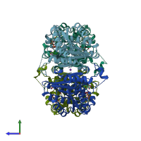 PDB entry 4iin coloured by chain, side view.