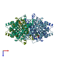 PDB entry 4iin coloured by chain, top view.