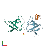 PDB entry 4iio coloured by chain, front view.