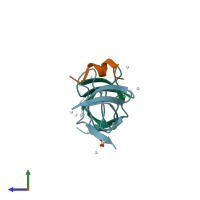 PDB entry 4iio coloured by chain, side view.