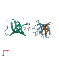 PDB entry 4iio coloured by chain, top view.