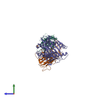 PDB entry 4iiq coloured by chain, side view.