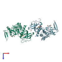 PDB entry 4iir coloured by chain, top view.