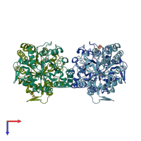 PDB entry 4iis coloured by chain, top view.