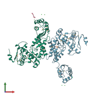 PDB entry 4iiw coloured by chain, front view.