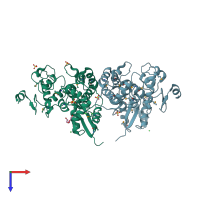 PDB entry 4iiw coloured by chain, top view.