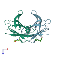 PDB entry 4iiz coloured by chain, top view.