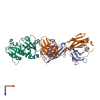 PDB entry 4ij3 coloured by chain, top view.