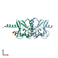 PDB entry 4ij8 coloured by chain, front view.