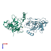 PDB entry 4ijd coloured by chain, top view.