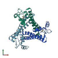 PDB entry 4ijj coloured by chain, front view.