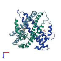 PDB entry 4ijj coloured by chain, top view.