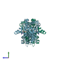 PDB entry 4ijn coloured by chain, side view.