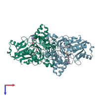 PDB entry 4ijn coloured by chain, top view.