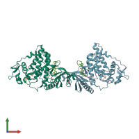 PDB entry 4ijp coloured by chain, front view.