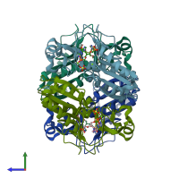 PDB entry 4ijq coloured by chain, side view.