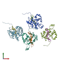 PDB entry 4ijs coloured by chain, front view.