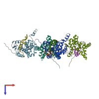 PDB entry 4ijs coloured by chain, top view.