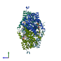 PDB entry 4ijv coloured by chain, side view.
