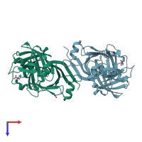 PDB entry 4ijz coloured by chain, top view.