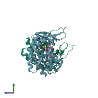 PDB entry 4ike coloured by chain, side view.