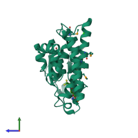 PDB entry 4ikh coloured by chain, side view.