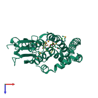 PDB entry 4ikh coloured by chain, top view.