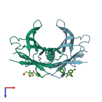 PDB entry 4iki coloured by chain, top view.