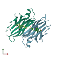 PDB entry 4ikj coloured by chain, front view.