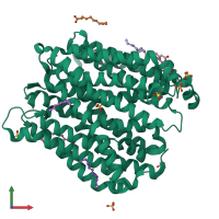 PDB entry 4iky coloured by chain, front view.