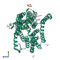 PDB entry 4iky coloured by chain, side view.