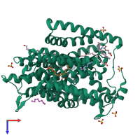 PDB entry 4iky coloured by chain, top view.