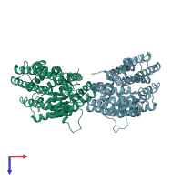 PDB entry 4il3 coloured by chain, top view.