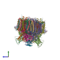 PDB entry 4il6 coloured by chain, side view.