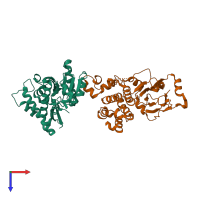 PDB entry 4ilh coloured by chain, top view.