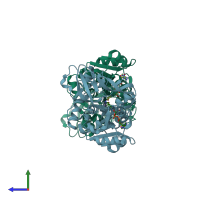 PDB entry 4ilk coloured by chain, side view.