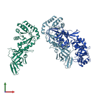 PDB entry 4ils coloured by chain, front view.