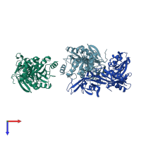 PDB entry 4ils coloured by chain, top view.