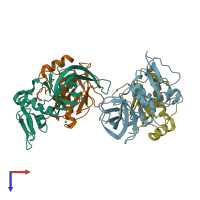 PDB entry 4ilw coloured by chain, top view.