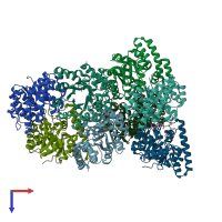 PDB entry 4ime coloured by chain, top view.