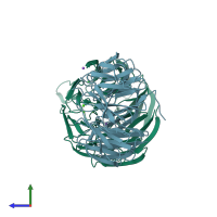 PDB entry 4imm coloured by chain, side view.