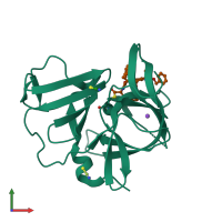 PDB entry 4imq coloured by chain, front view.
