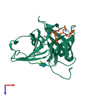 PDB entry 4imq coloured by chain, top view.