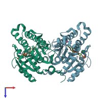 PDB entry 4imr coloured by chain, top view.