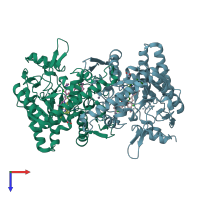 PDB entry 4ims coloured by chain, top view.