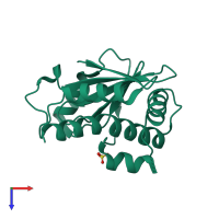 PDB entry 4imv coloured by chain, top view.
