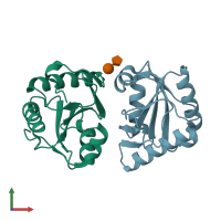 PDB entry 4in0 coloured by chain, front view.