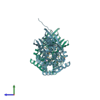 PDB entry 4ina coloured by chain, side view.